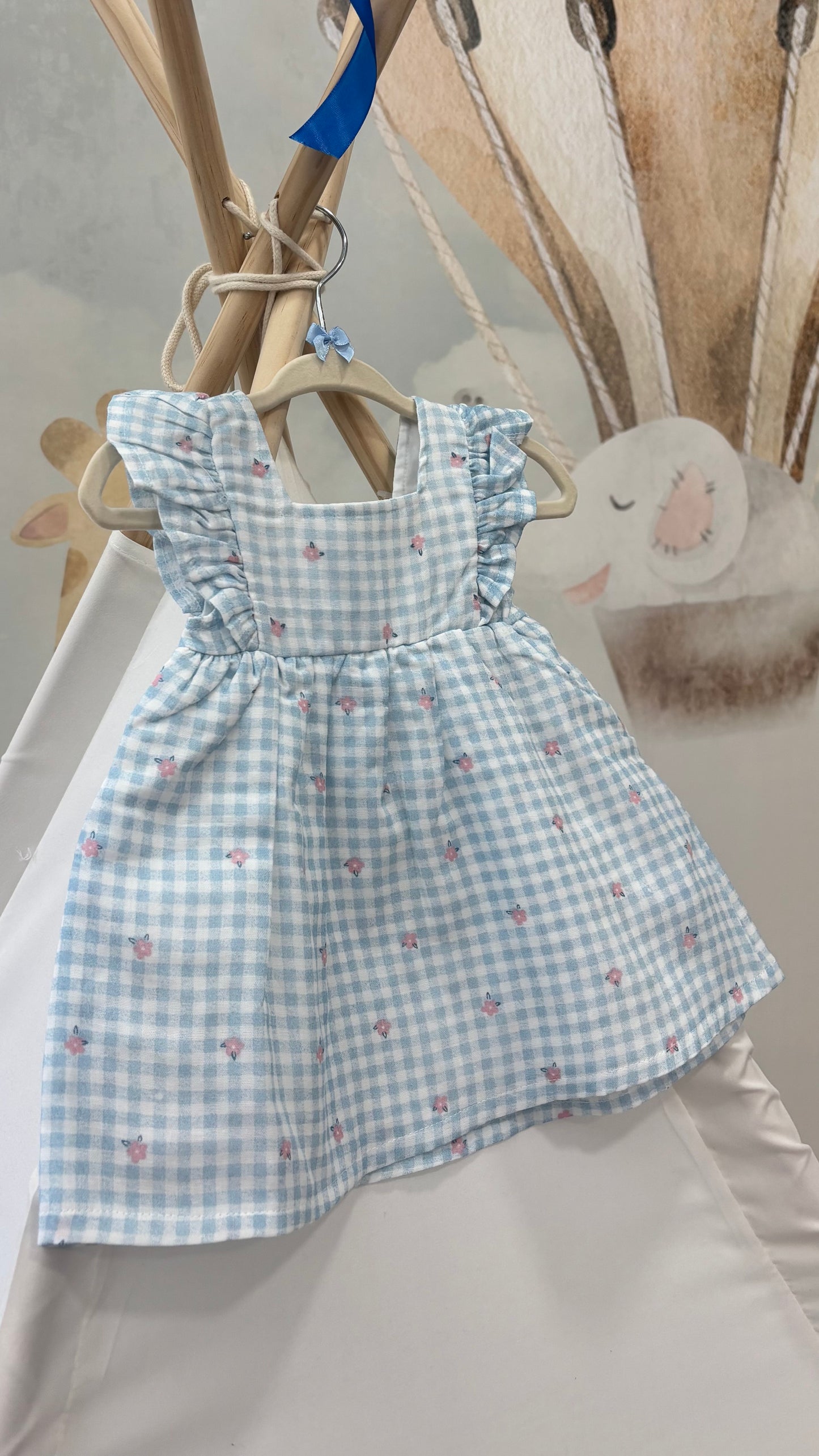 VESTIDO VICHY CELESTE